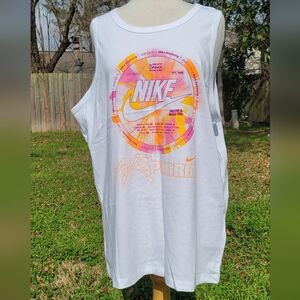Nike White Tank Top with Vibrant Graphic Design